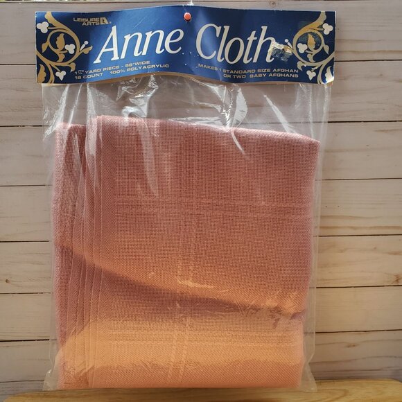 Cross Stitch 18 Count Afghan Blanket Pink Leisure Arts Anne Cloth VTG 5" Squares - Picture 1 of 4